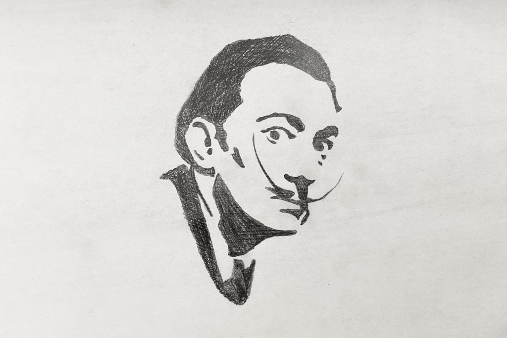 Ritratto a contrasto elevato di Salvador Dalì